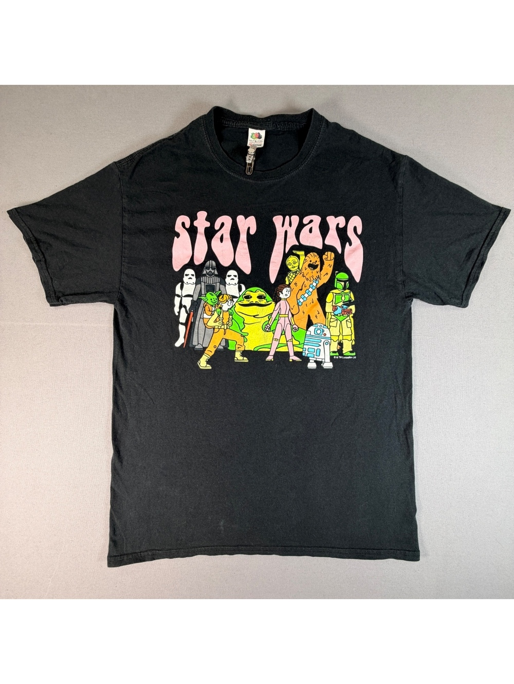 VTG Star Wars Shirt Men’s S Black Psychedelic Characters Fruit Loom Graphic Tee